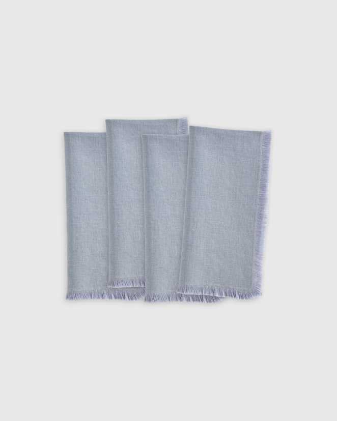 Blue Fog European Linen Fringe Napkins (Set of 4)