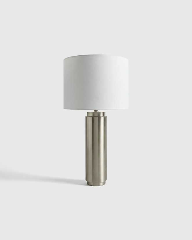 Polished Nickel Cylindrical Iron Table Lamp