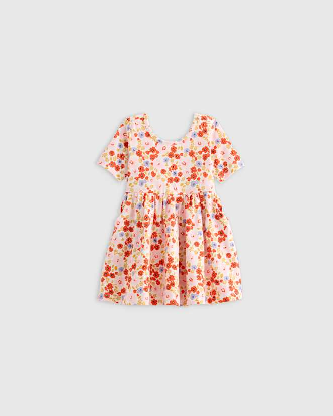 Pink Poppy Floral Organic Cotton Skater Dress