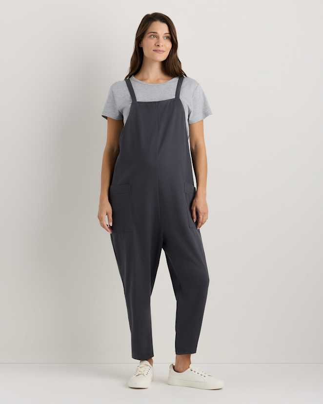 Dark Coal Organic Cotton Maternity Overalls