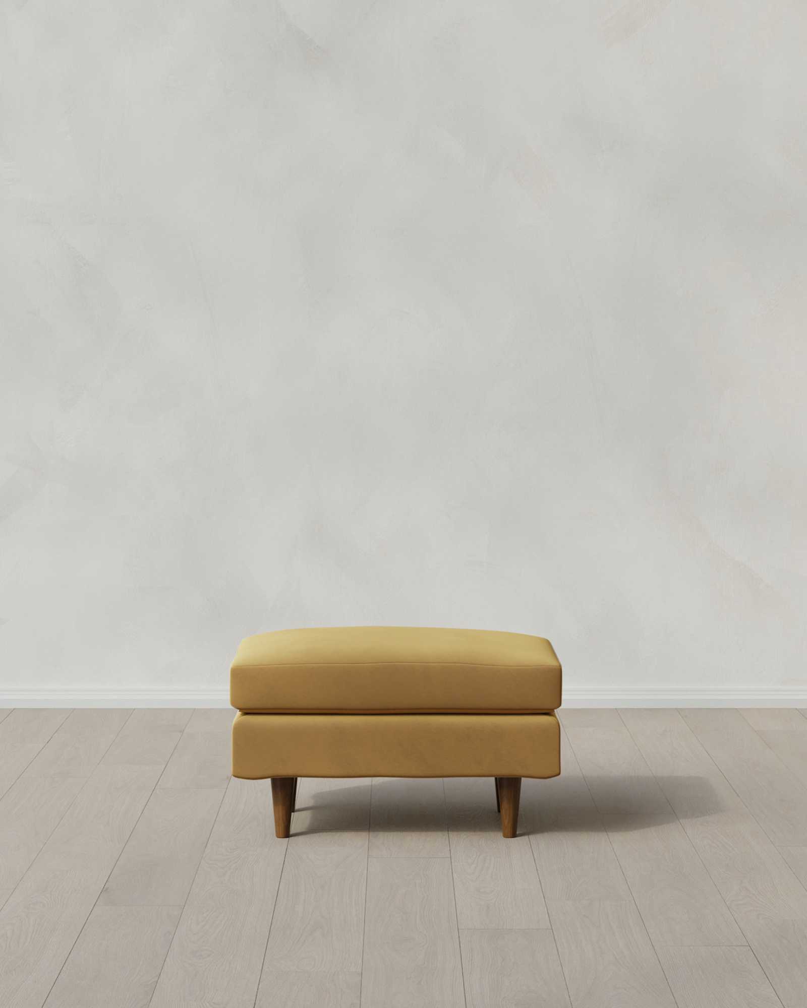 Caramel Atlas Midcentury Ottoman in Performance Velvet