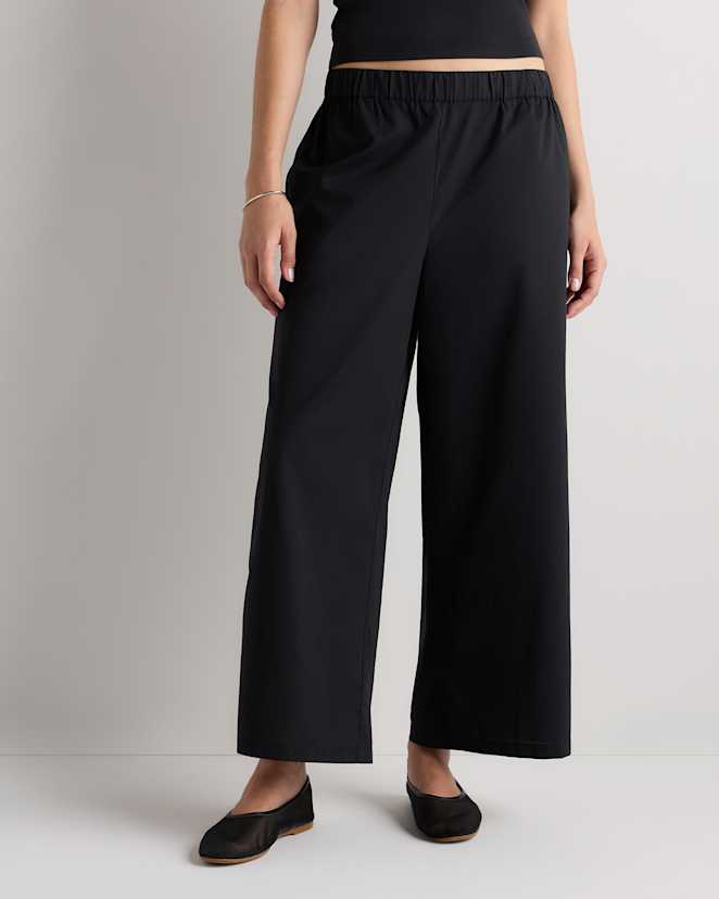 Black 100% Organic Lightweight Poplin Wide Leg Pants