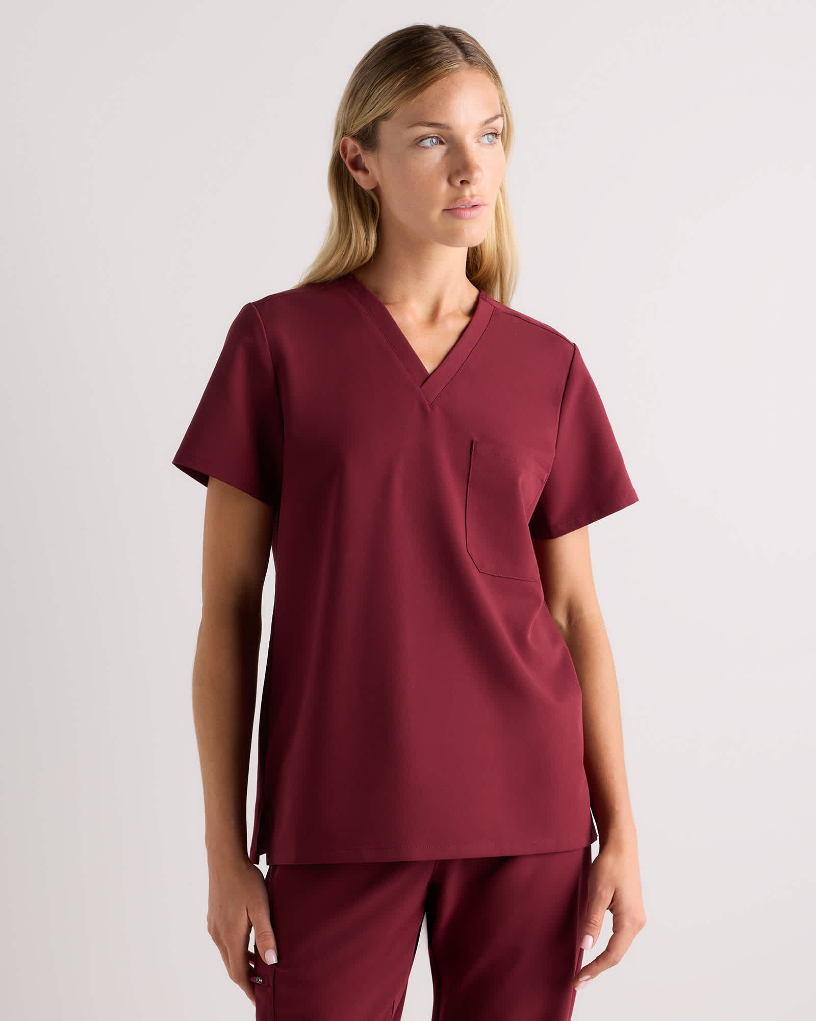 Burgundy AeraFlex 1-Pocket Scrub Top
