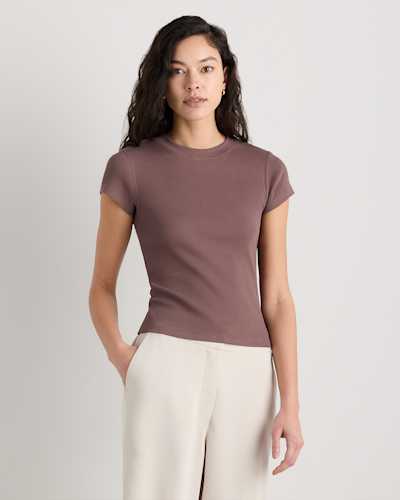 Organic Cotton Micro-Rib Crewneck Tee