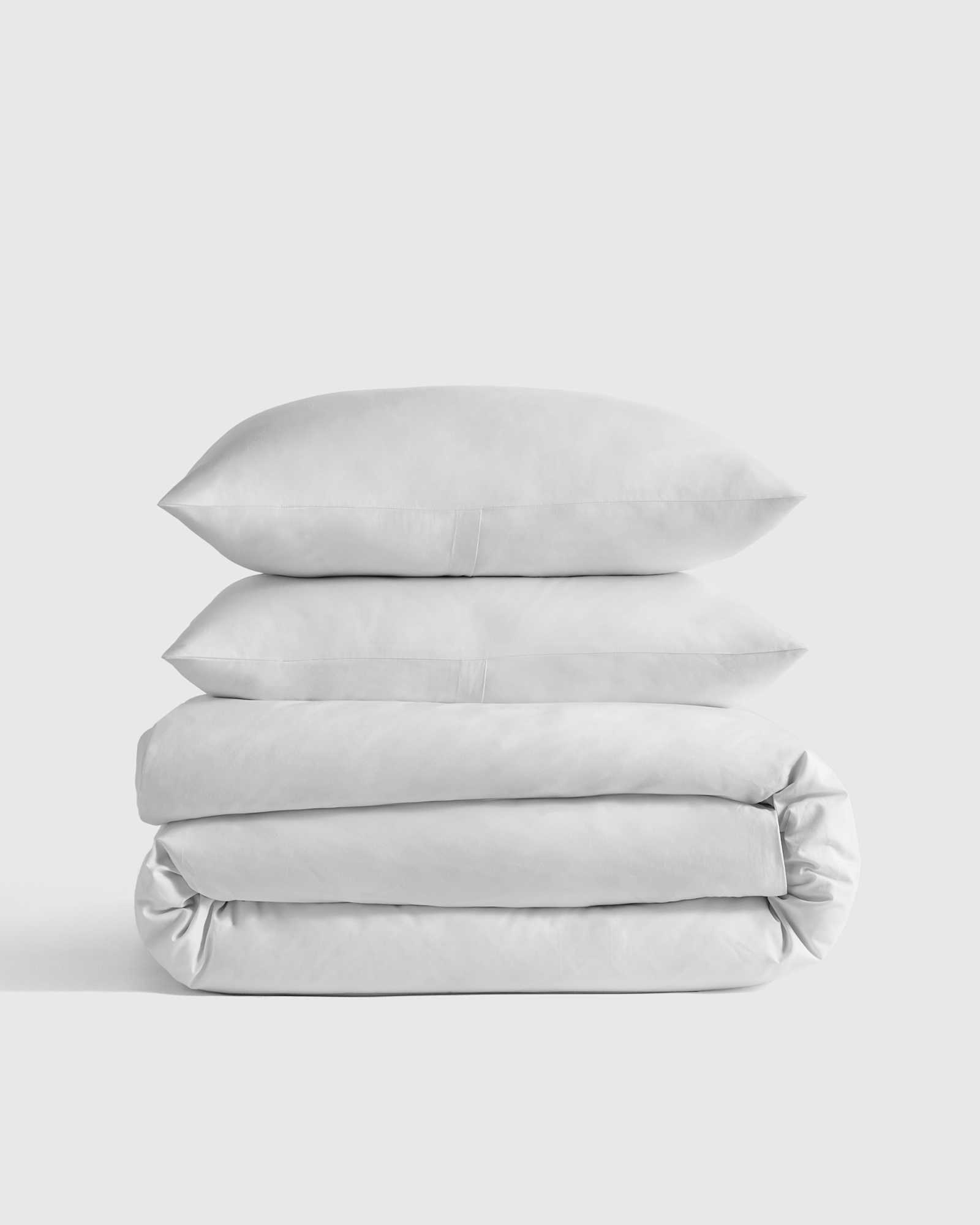 Light Grey Organic Crisp Percale Duvet Cover Set