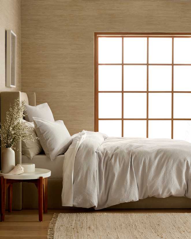 Light Grey Organic Luxe Honeycomb Duvet Cover