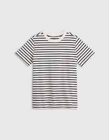 Black/White Stripe T-shirt à manches courtes en jersey de coton biologique à 100 %
