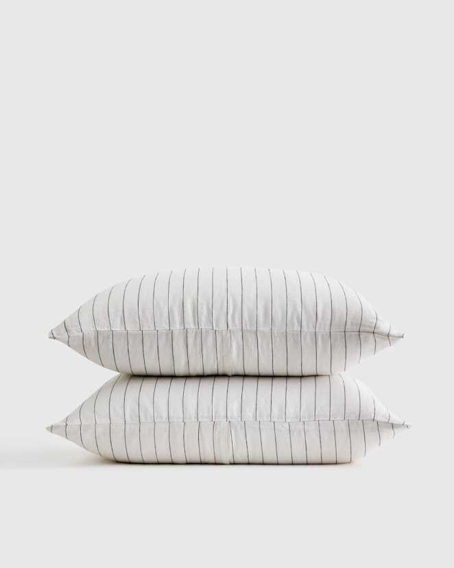 Pencil Stripe European Linen Stripe Sham Set