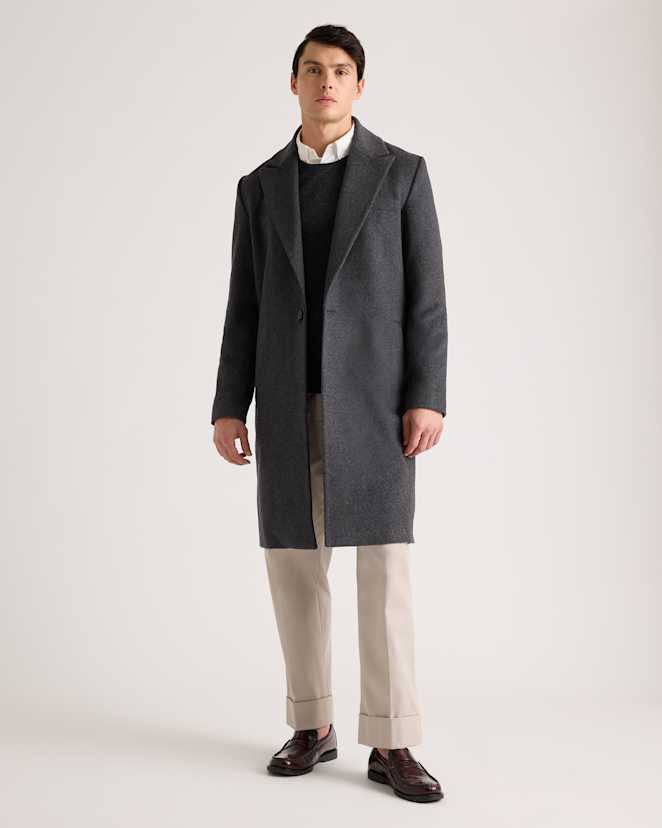 Heather Charcoal Italian Wool Belted Overcoat