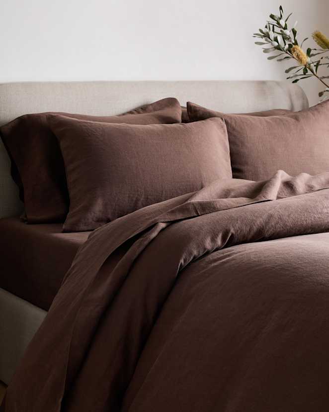 Espresso European Linen Sham Set
