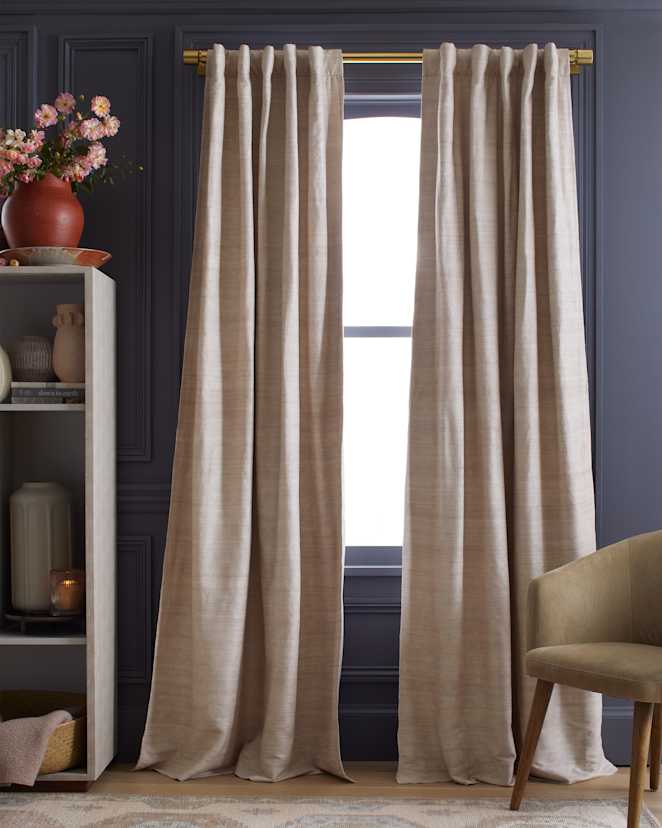 Sand Raw Silk Room Darkening Curtain