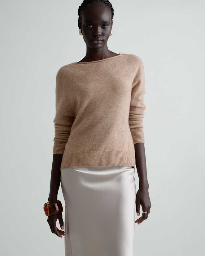 Oatmeal Mongolian Cashmere Boatneck Sweater