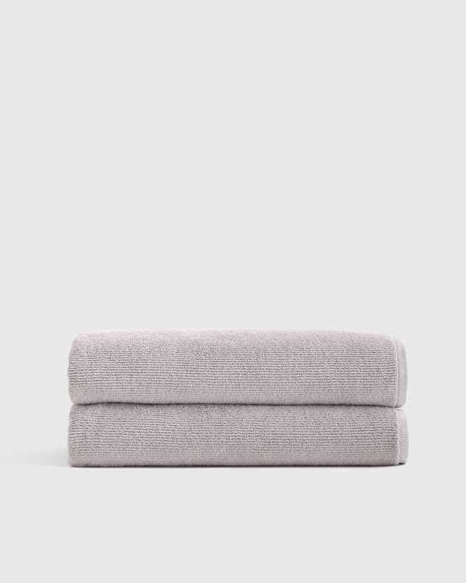 Grey Turkish Ribbed Quick Dry Bath Sheet (Set of 2)
