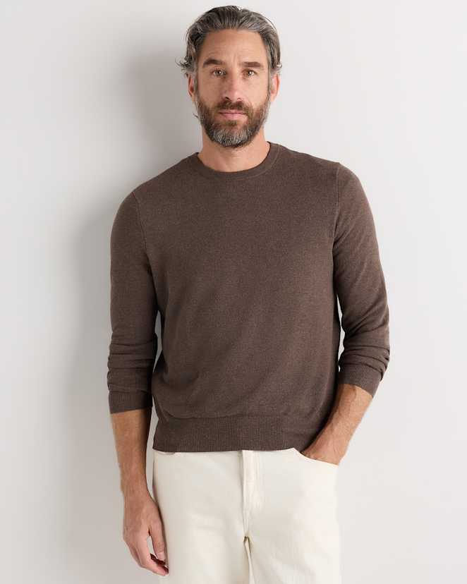 Heather Brown 100% Organic Cotton Pique Crewneck Sweater