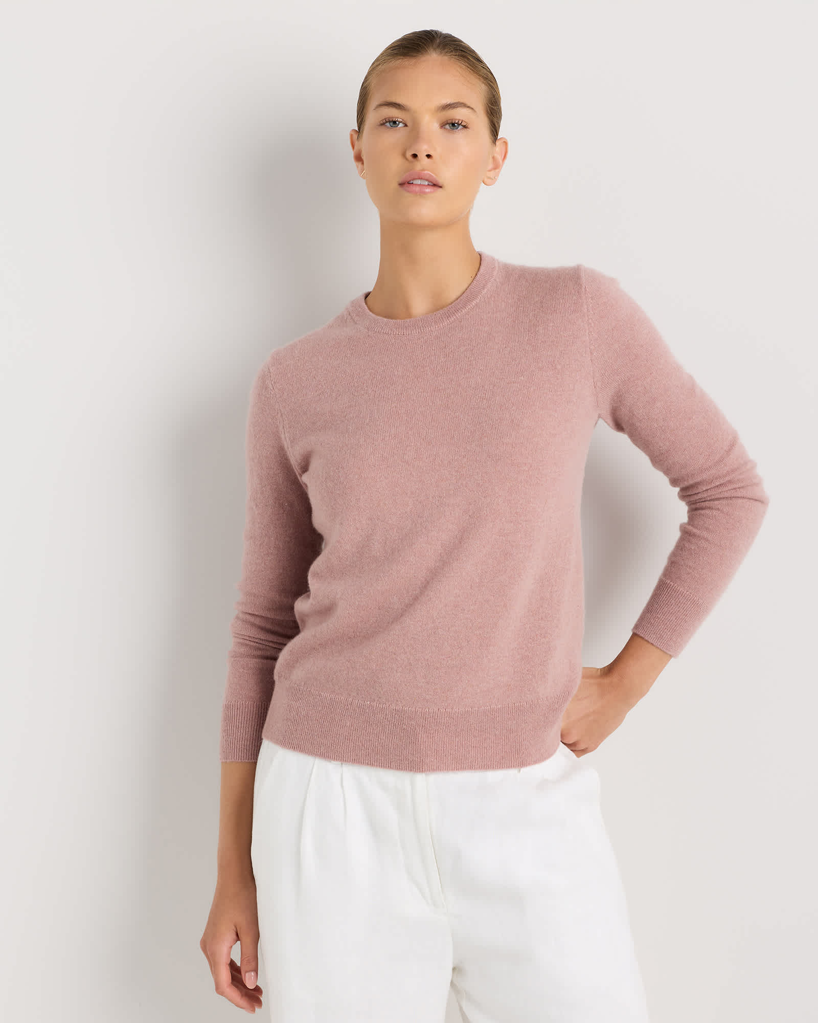 heather-vintage-pink Mongolian Cashmere Crewneck Sweater