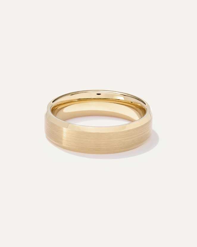 14K Gold Plated Tungsten Carbide Brushed Beveled Edge Band