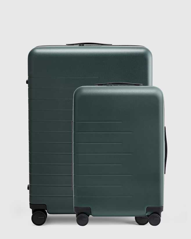 Dark Green Expandable Carry-On & Large Check-In Suitcase Set