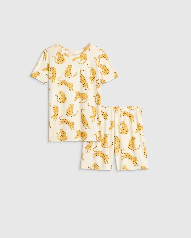 Jungle Cats Bamboo Short Sleeve and Shorts Pajama Set