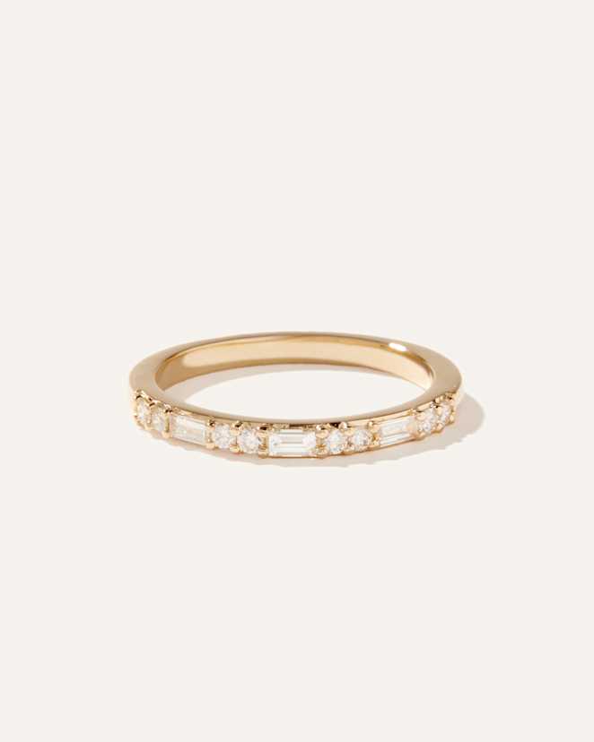 Yellow Gold 14K Gold Lab Grown Diamond Alternating Baguette & Round Band