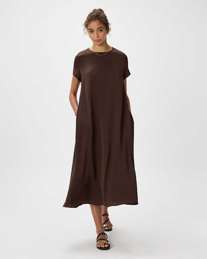 Hot Fudge Washable Stretch Silk Voluminous Maxi Dress