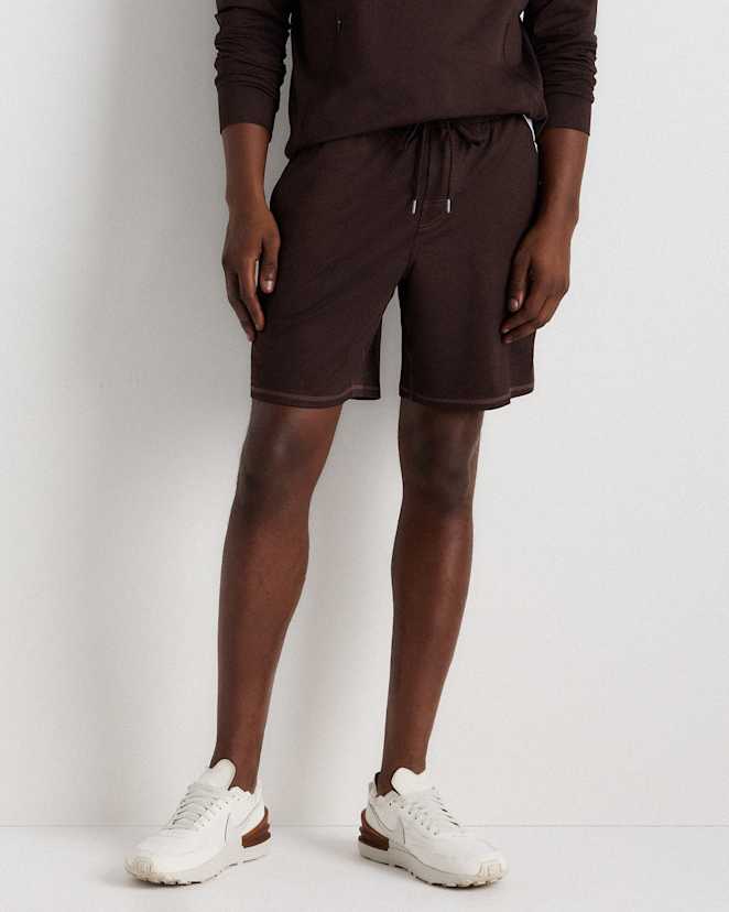 Heather Coffee Bean Brown Flowknit Performance Shorts - 7.5"