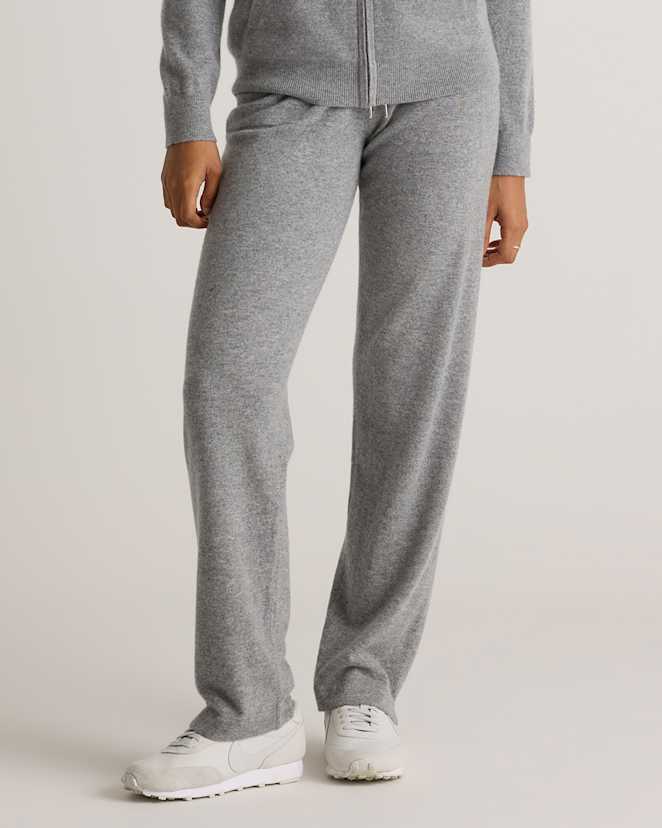 Heather Grey Mongolian Cashmere Straight Leg Pants