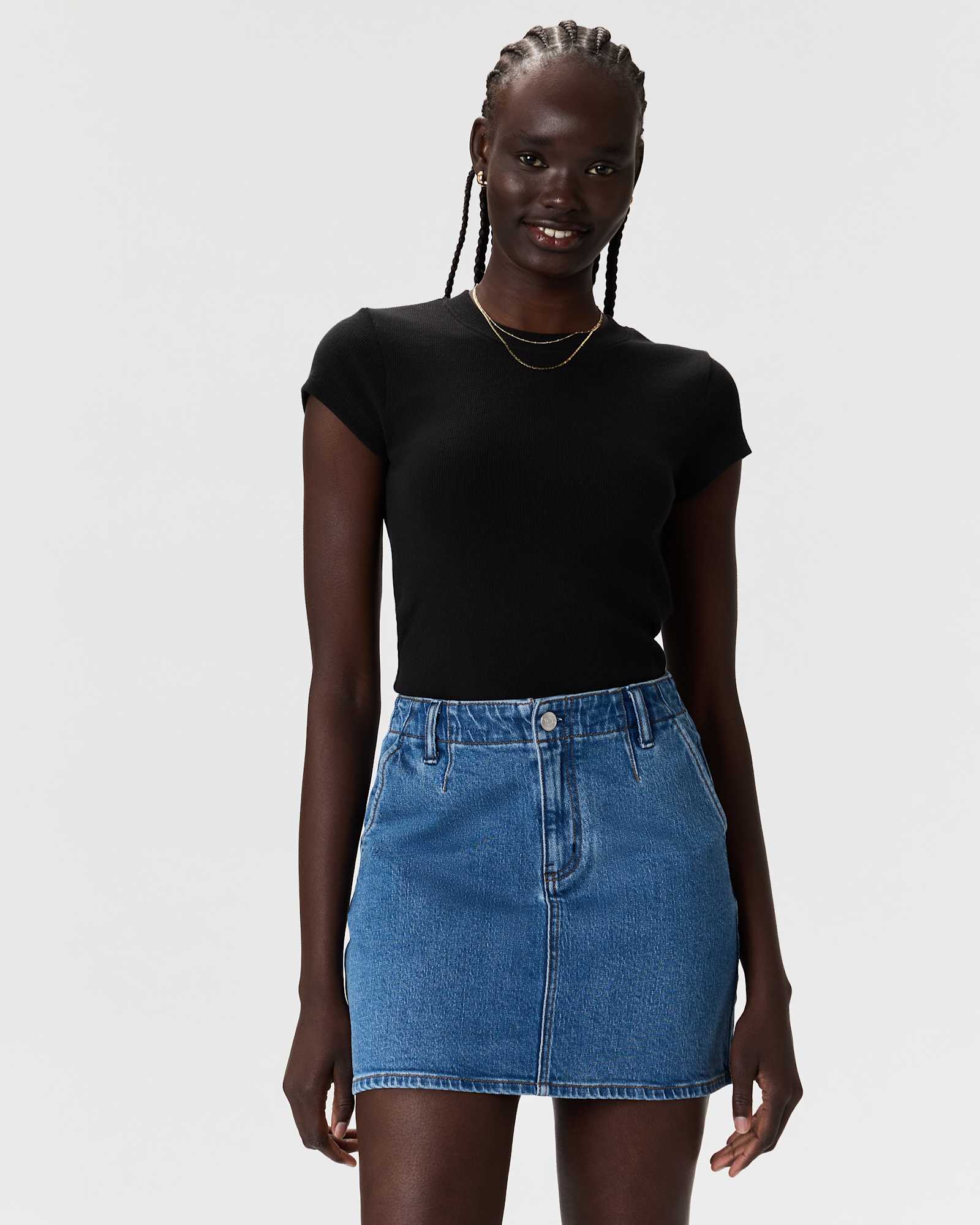 Atlantic Blue Stretch Denim Mini Skirt