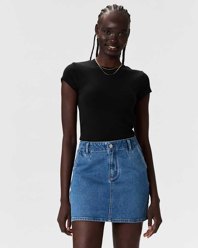 Atlantic Blue Stretch Denim Mini Skirt
