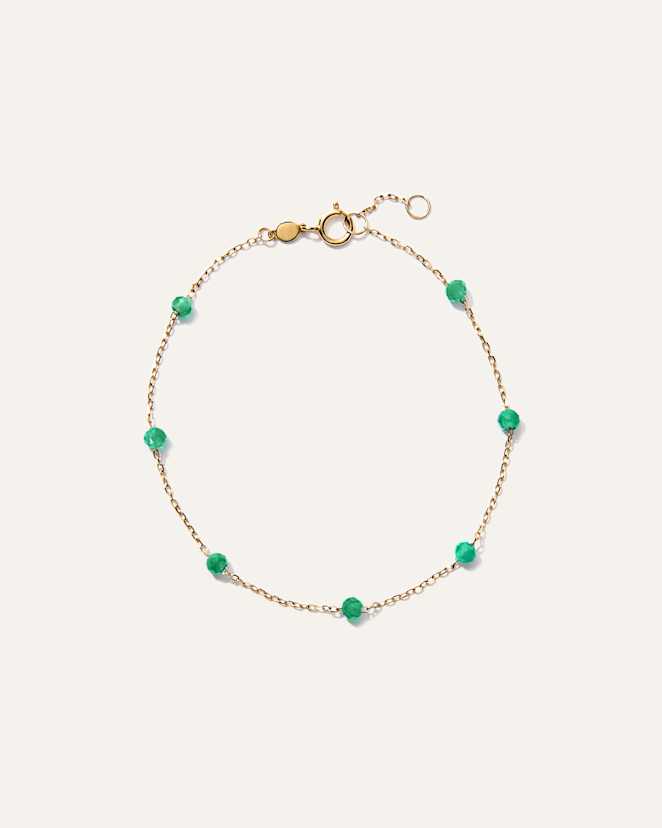Yellow Gold 14K Gold Gemstone Station Stackable Bracelet