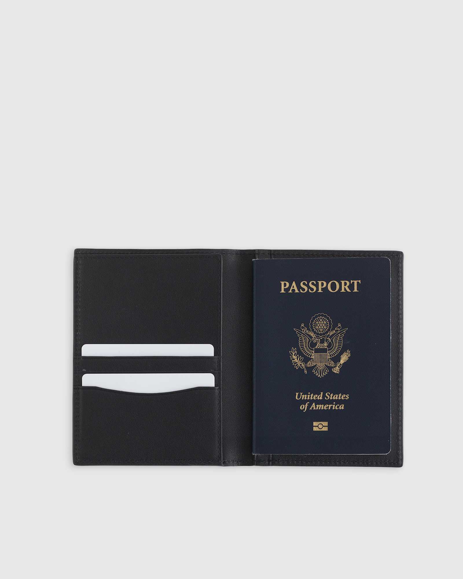 black Nappa Leather RFID Blocking Passport Holder