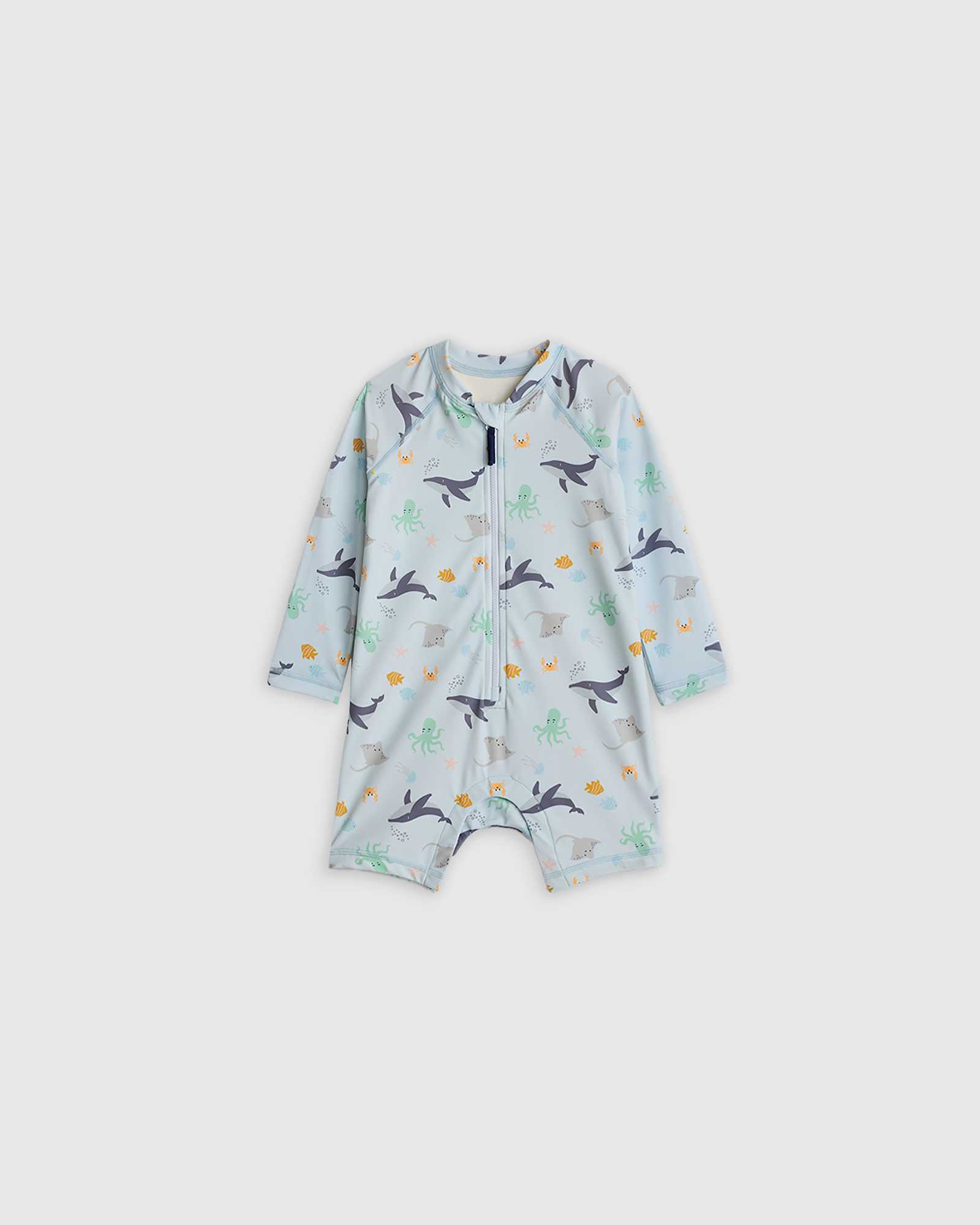 under-the-sea Long Sleeve Zip-Up Rash Guard One-Piece