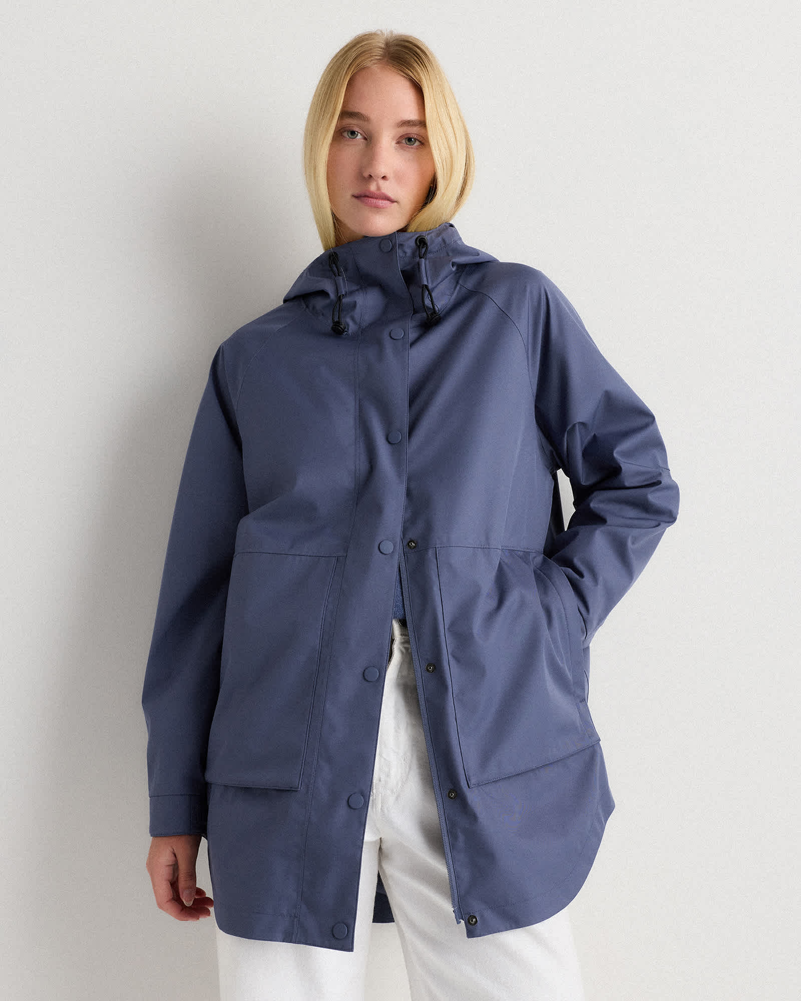 storm-blue Weatherproof Oversized Rain Jacket