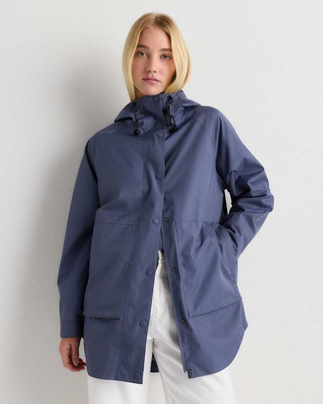 Storm Blue Weatherproof Oversized Rain Jacket