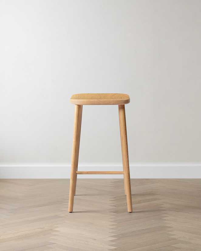 Light Oak Solid Oak Backless Counter Stool