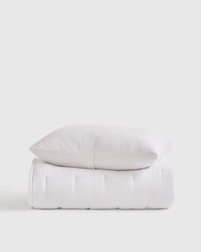 White Organic Airy Gauze Toddler Quilt & Sham Set