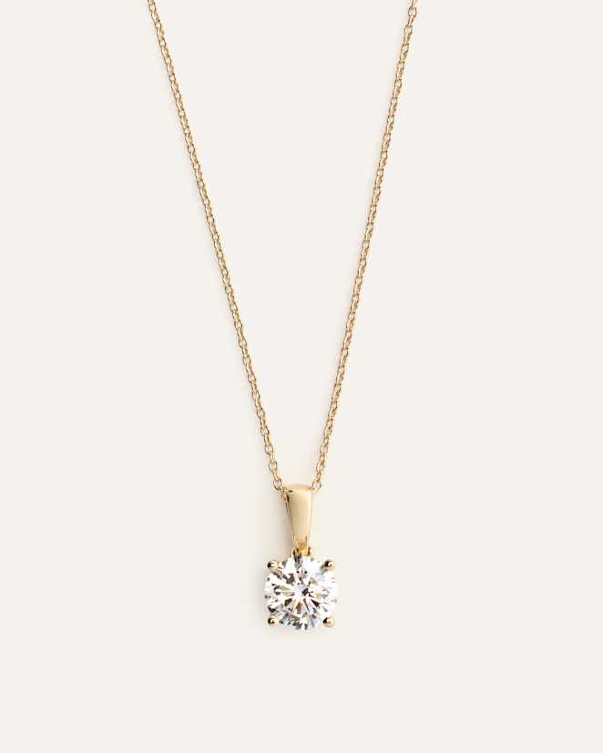 Yellow Gold 14K Gold Lab Grown Diamond Solitaire Necklace
