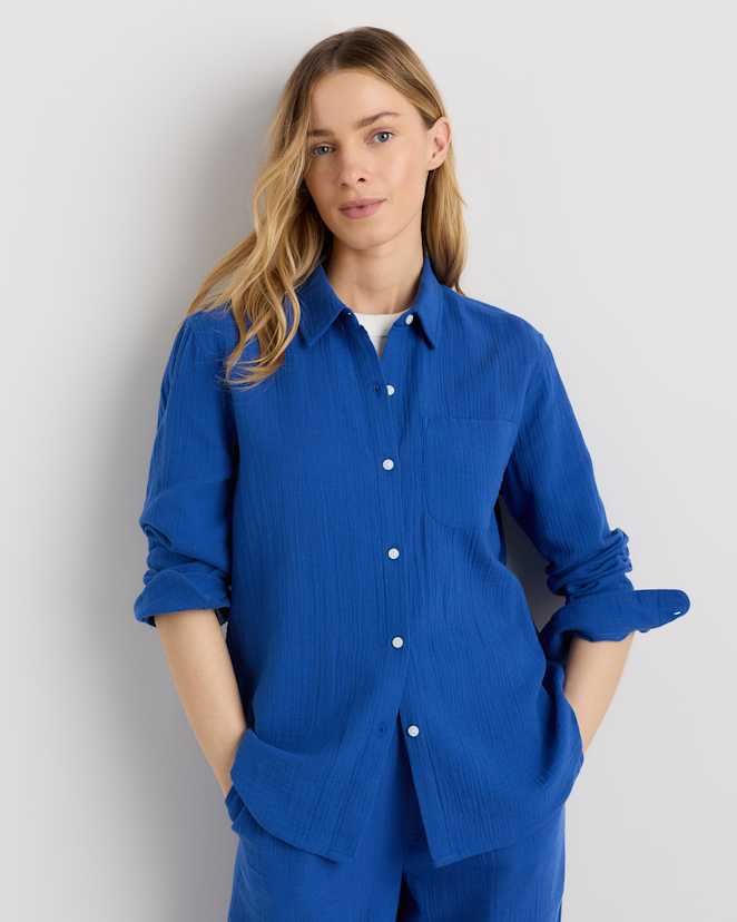 Orchid Blue 100% Organic Cotton Gauze Long Sleeve Shirt