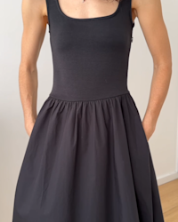 Cotton Mixed Media Tank Dress Black Jamie-Lee Burns 4x5