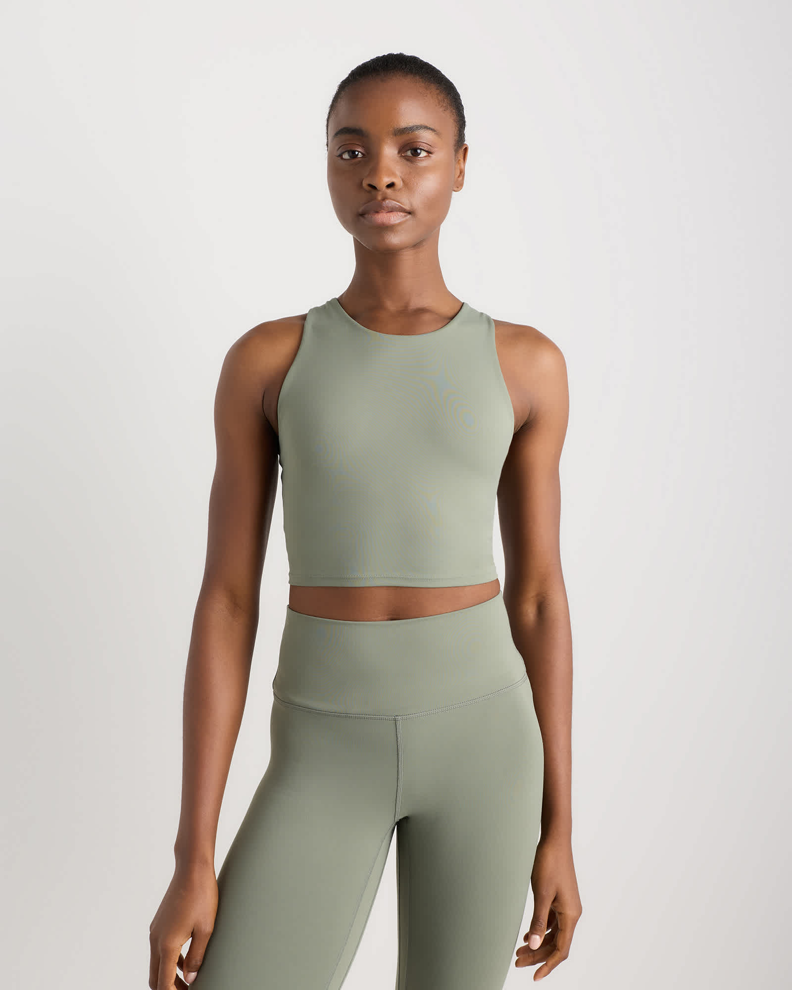 smoked-thyme-green Ultra-Form High-Neck Cropped Tank