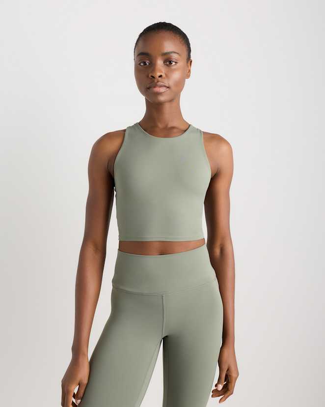 Smoked Thyme Green Ultra-Form High-Neck Cropped Tank