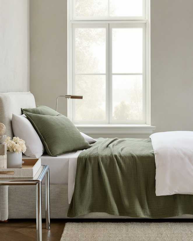 Olive Couvre-lit en coton biologique côtelé