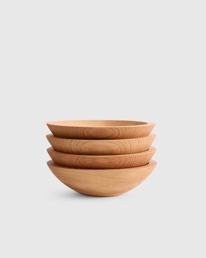 Beech Wood Handcrafted Wooden Bowls - Set of 4