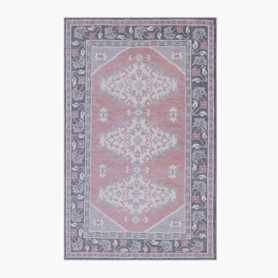 Maya Hand Knotted Wool Rug 5-x8- - Rose Multi 1