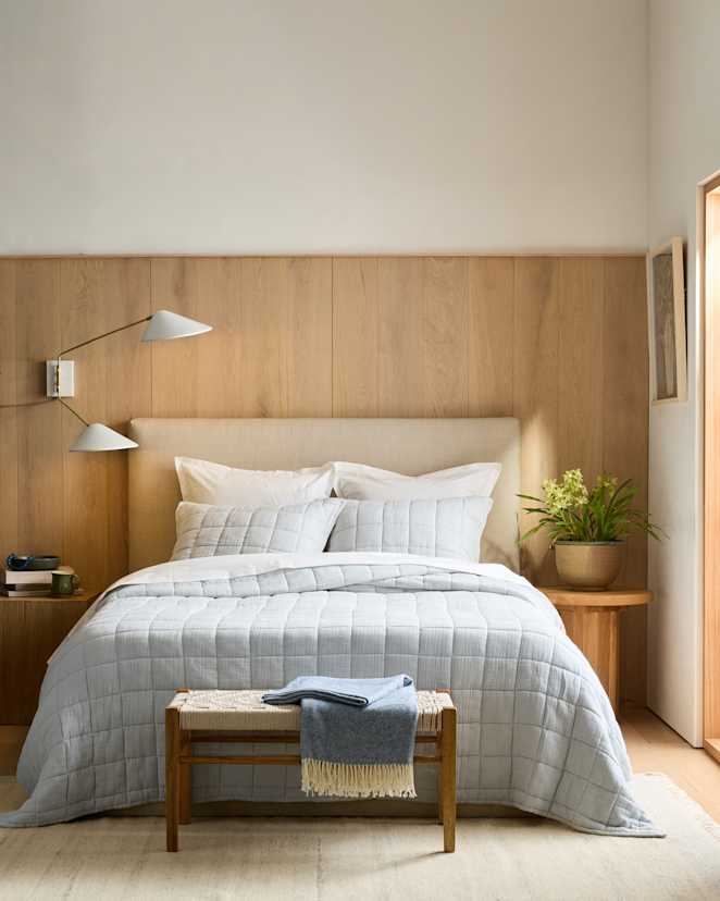 Mist Organic Airy Gauze Box Quilt Set