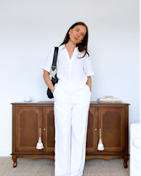 European Linen Short Sleeve Popover Top White Yeva Gavrilov 4x5 Thumbnail