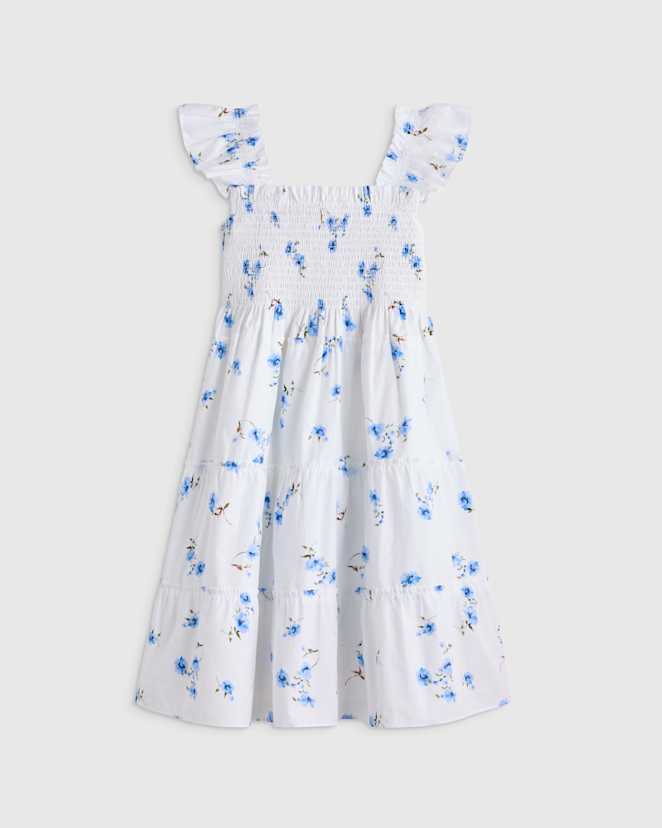 Romantic Stems 100% Organic Cotton Poplin Smocked Dress