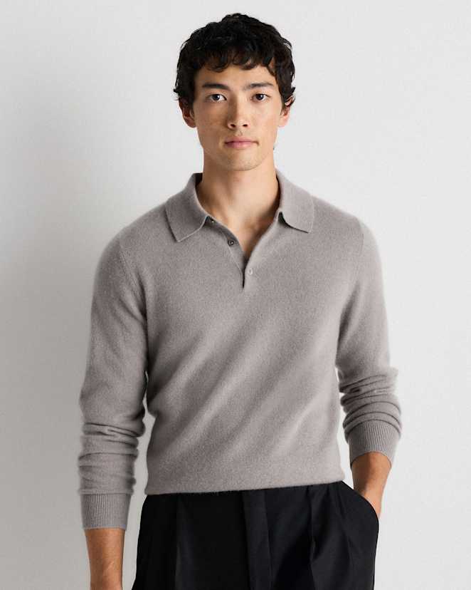 Morel Grey Mongolian Cashmere Polo Sweater