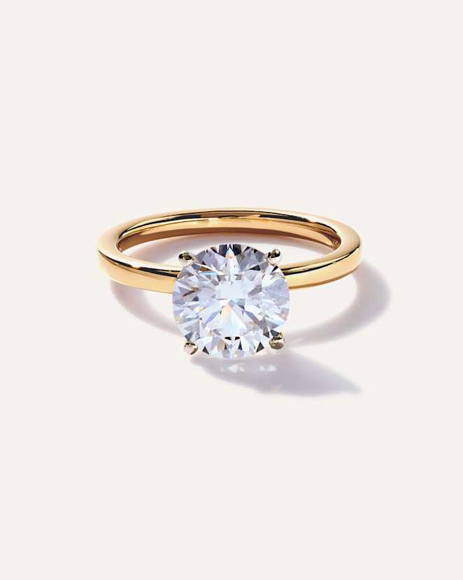 Yellow Gold Lab Grown Diamond Round Comfort Fit Engagement Ring - 2.5ct
