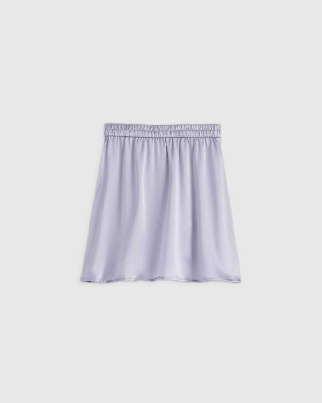 Grey Lilac 100% Washable Silk Mini Skirt
