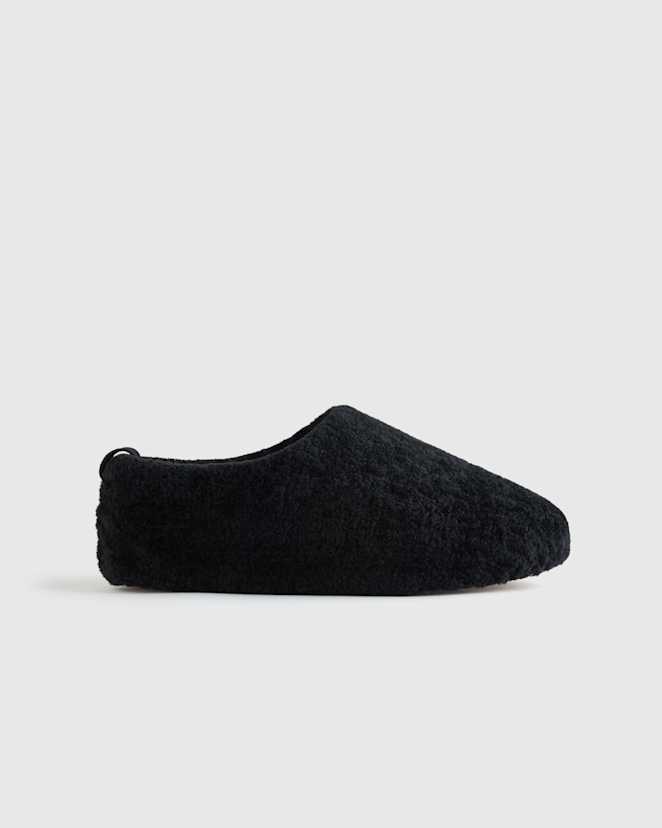 Black Men's Genuine Shearling Lounge Slipper